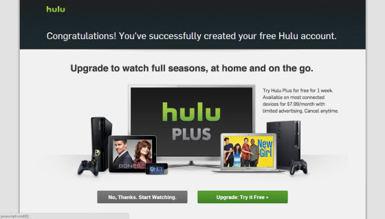Hulu Plus upgrade pagina buiten de VS met Getflix